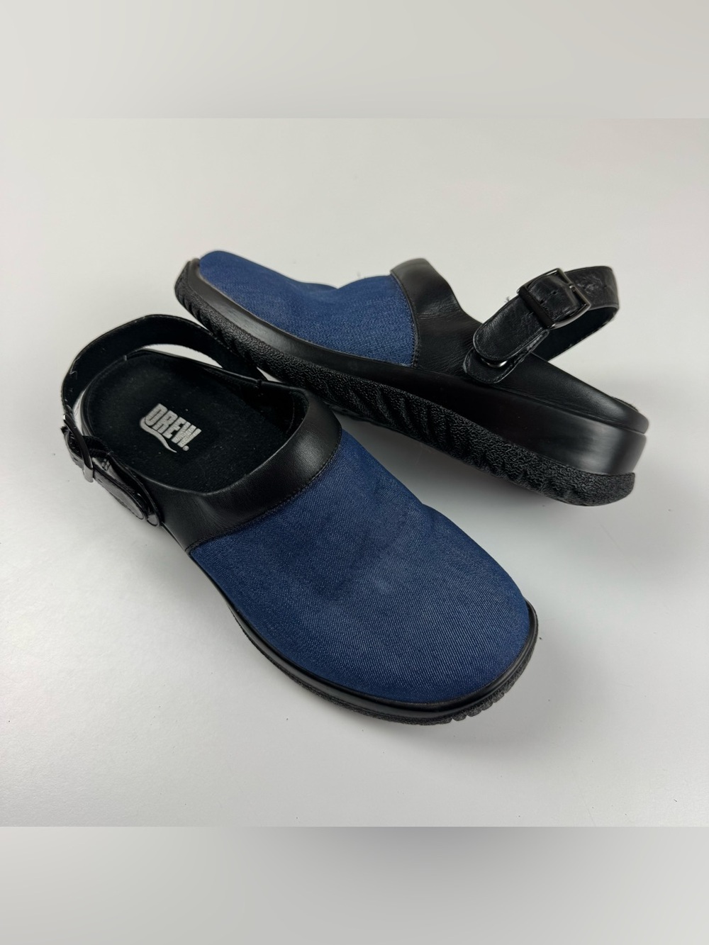 Drew Savannah Therapeutic Diabetic Orthotic Slip on Mules Clogs Denim Blue 6-6.5